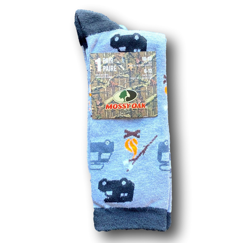 3/$18 Mossy Oak Camping, RV & Smores Funny Novelty Crew Socks - NWT